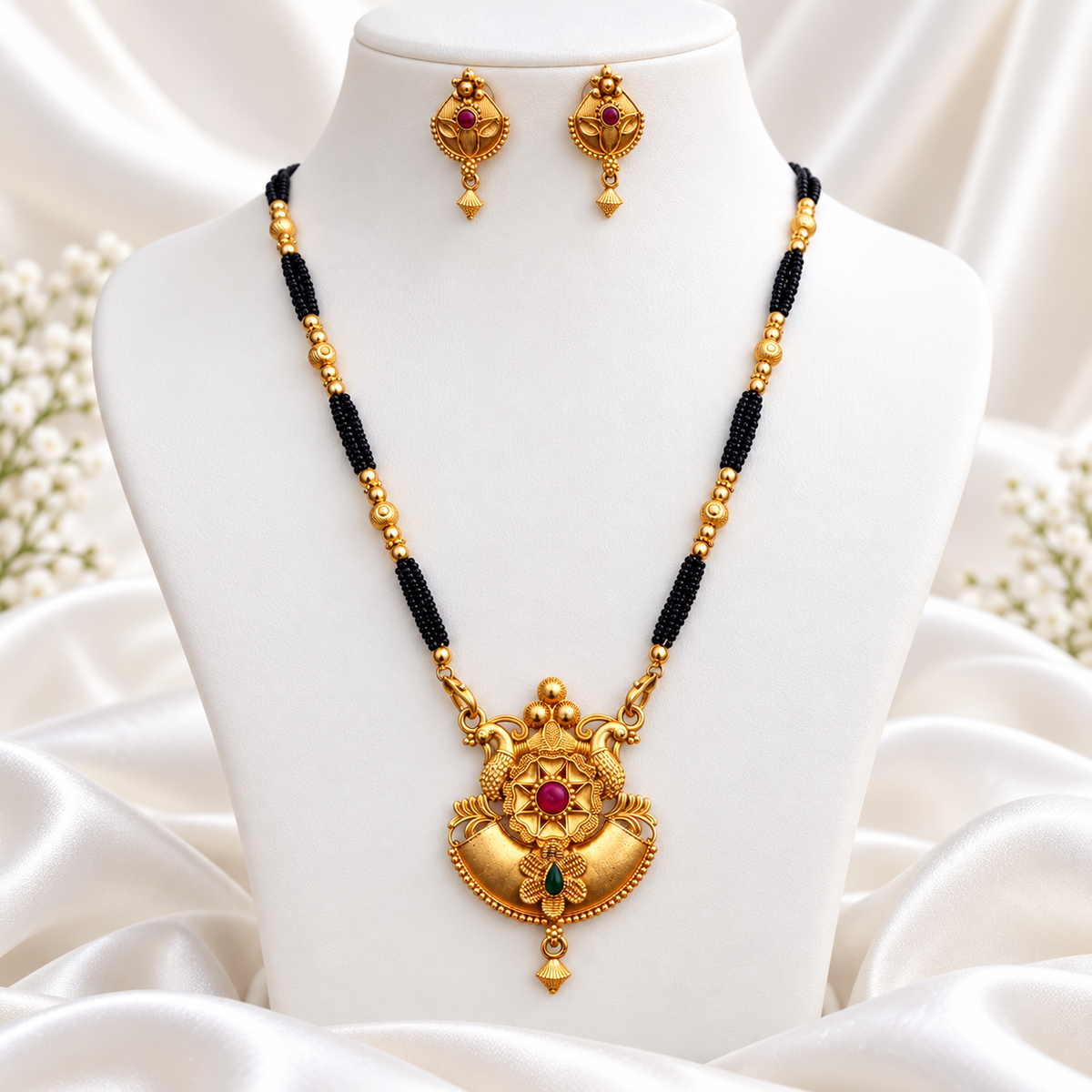 Jivaanik Antique Peacock Mangalsutra Set