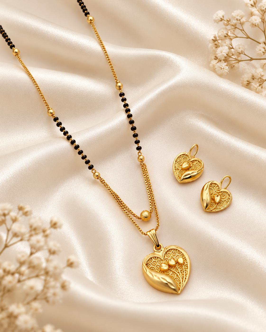Jivaanik Heart Charm Mangalsutra Set