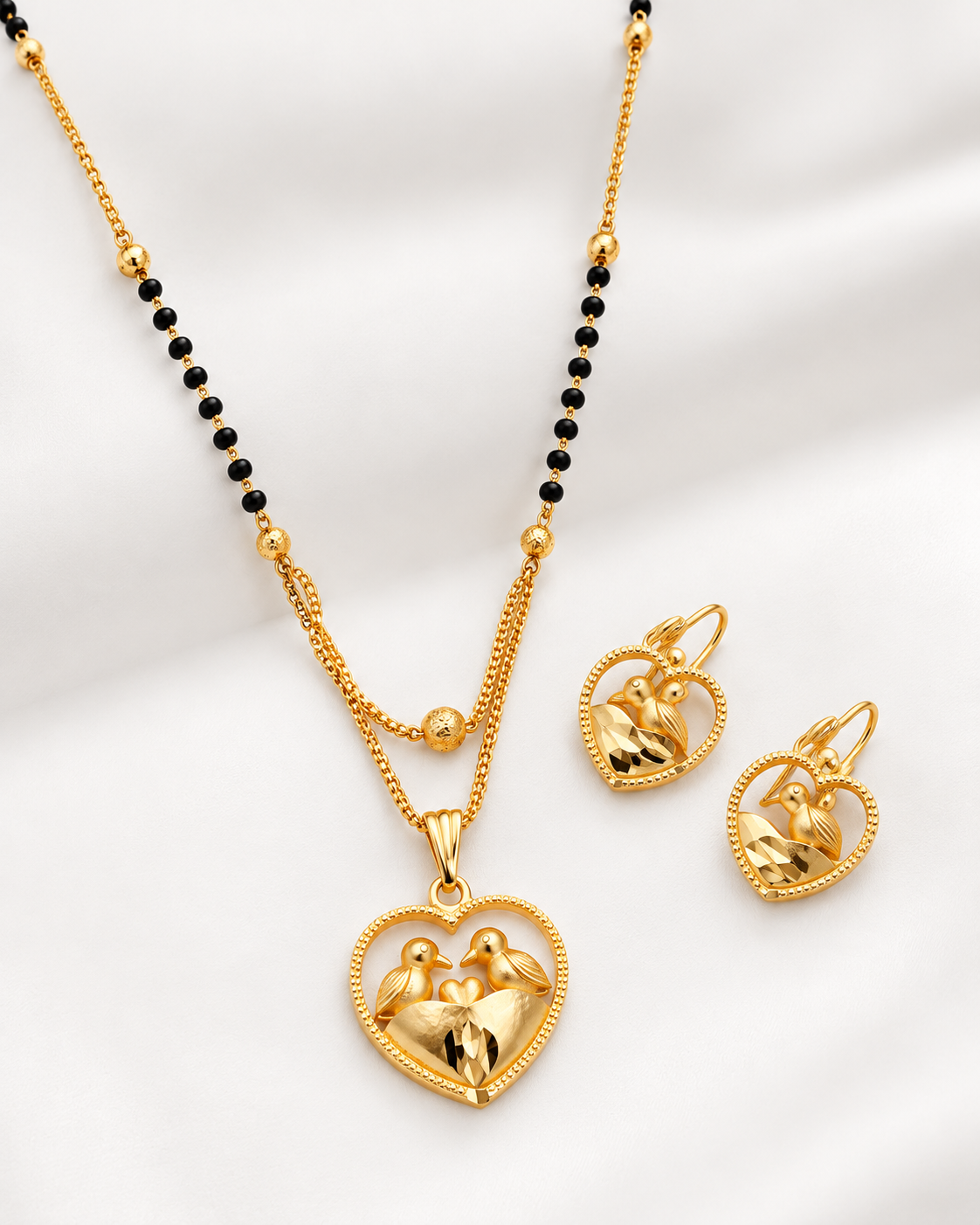 Jivaanik Love Birds Heart Mangalsutra Set