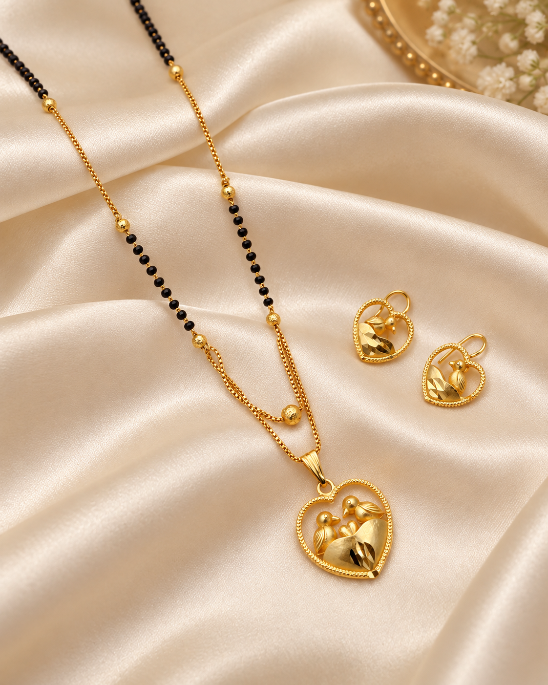 Jivaanik Love Birds Heart Mangalsutra Set