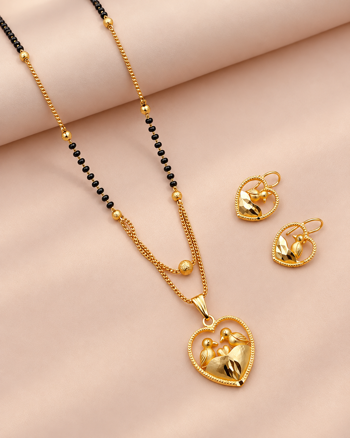 Jivaanik Love Birds Heart Mangalsutra Set