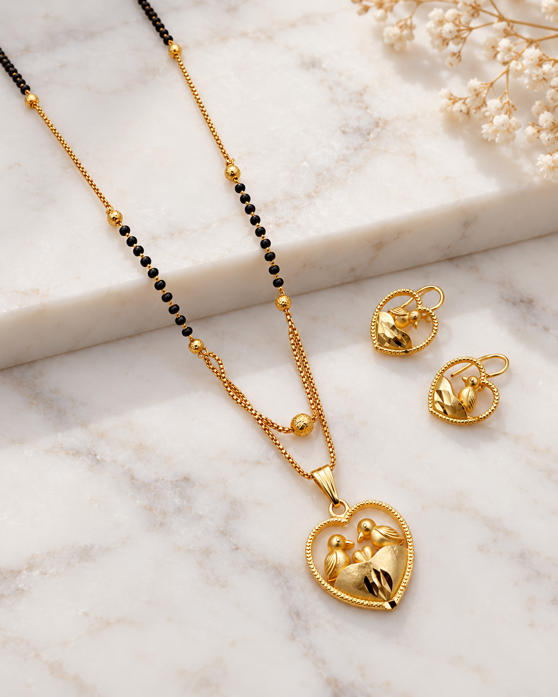 Jivaanik Love Birds Heart Mangalsutra Set