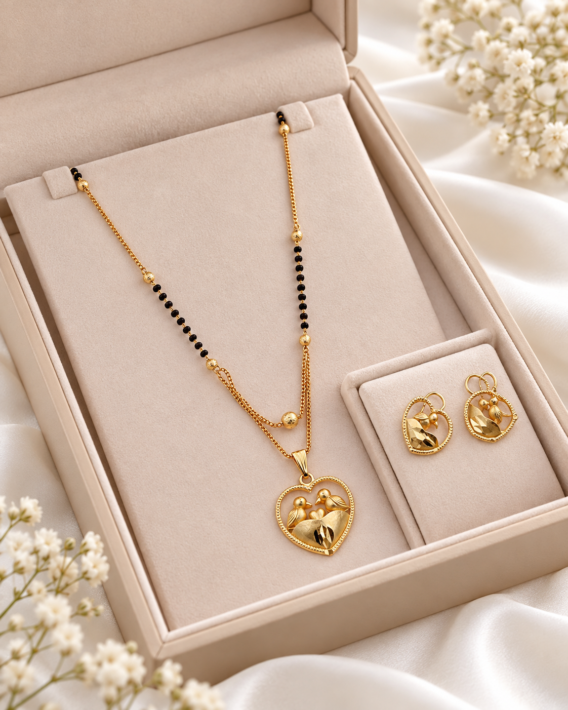 Jivaanik Love Birds Heart Mangalsutra Set