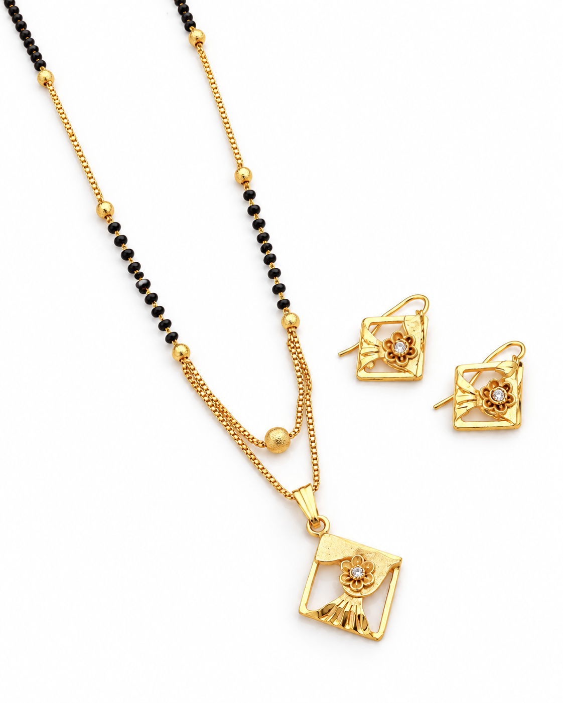 Jivaanik Floral Square Mangalsutra Set