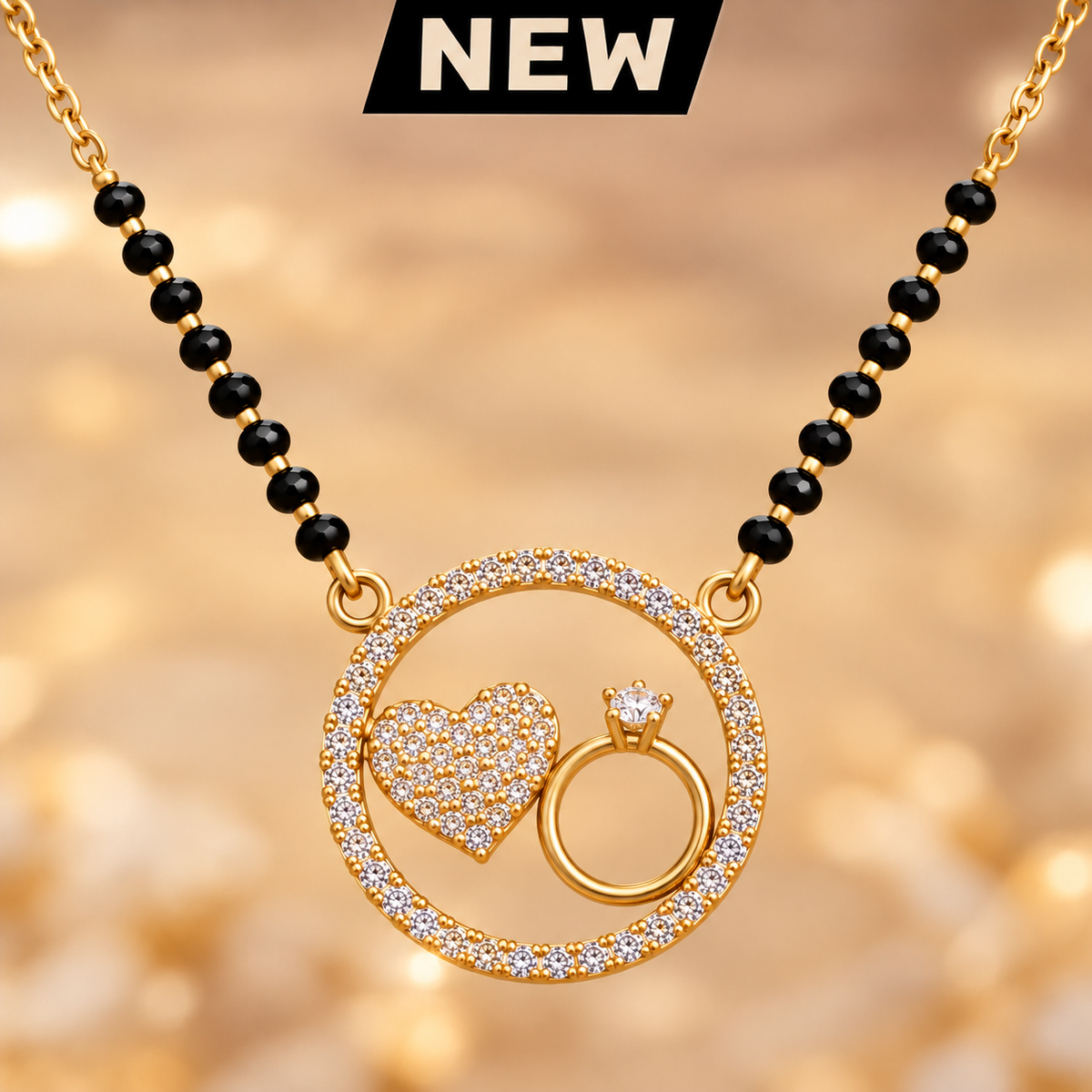 Jivaanik Heart & Ring Mangalsutra Necklace