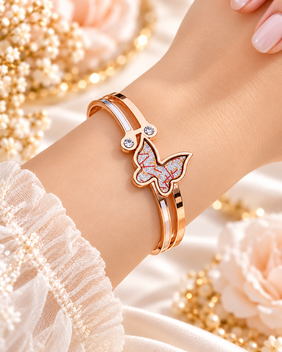 Jivaanik Premium Butterfly Rose Gold Bracelet for Women