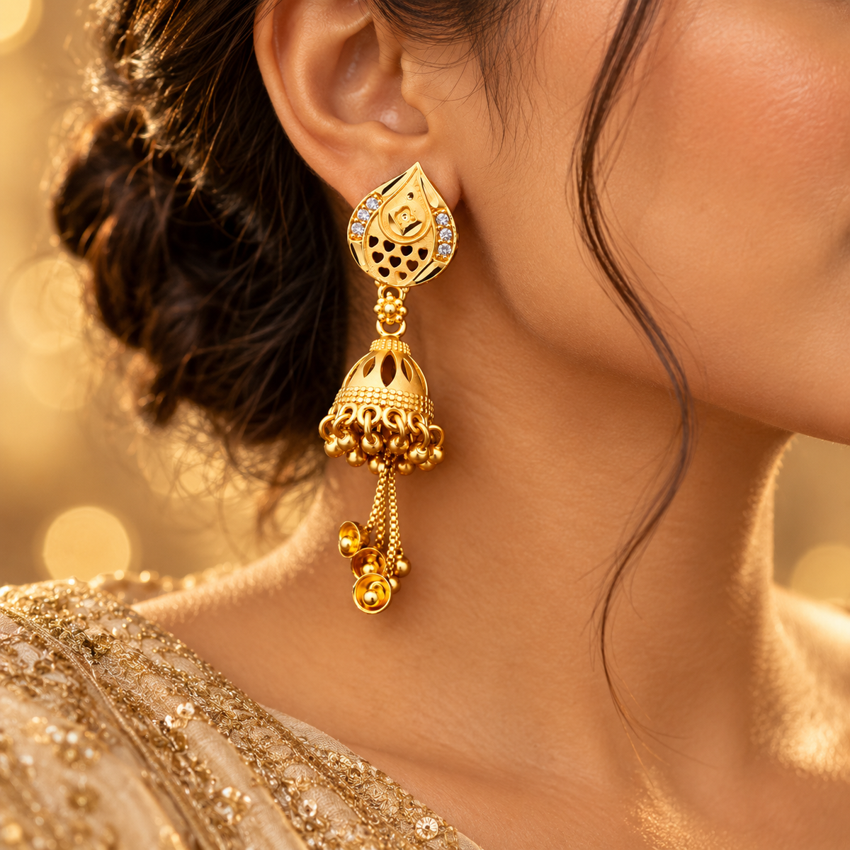 Noor Teardrop Jhumka Earrings