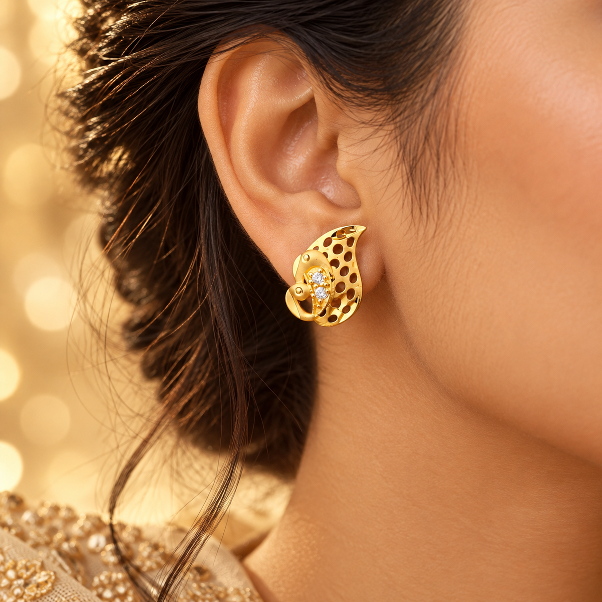 Jivaanik Mayuri Peacock Stud Earrings