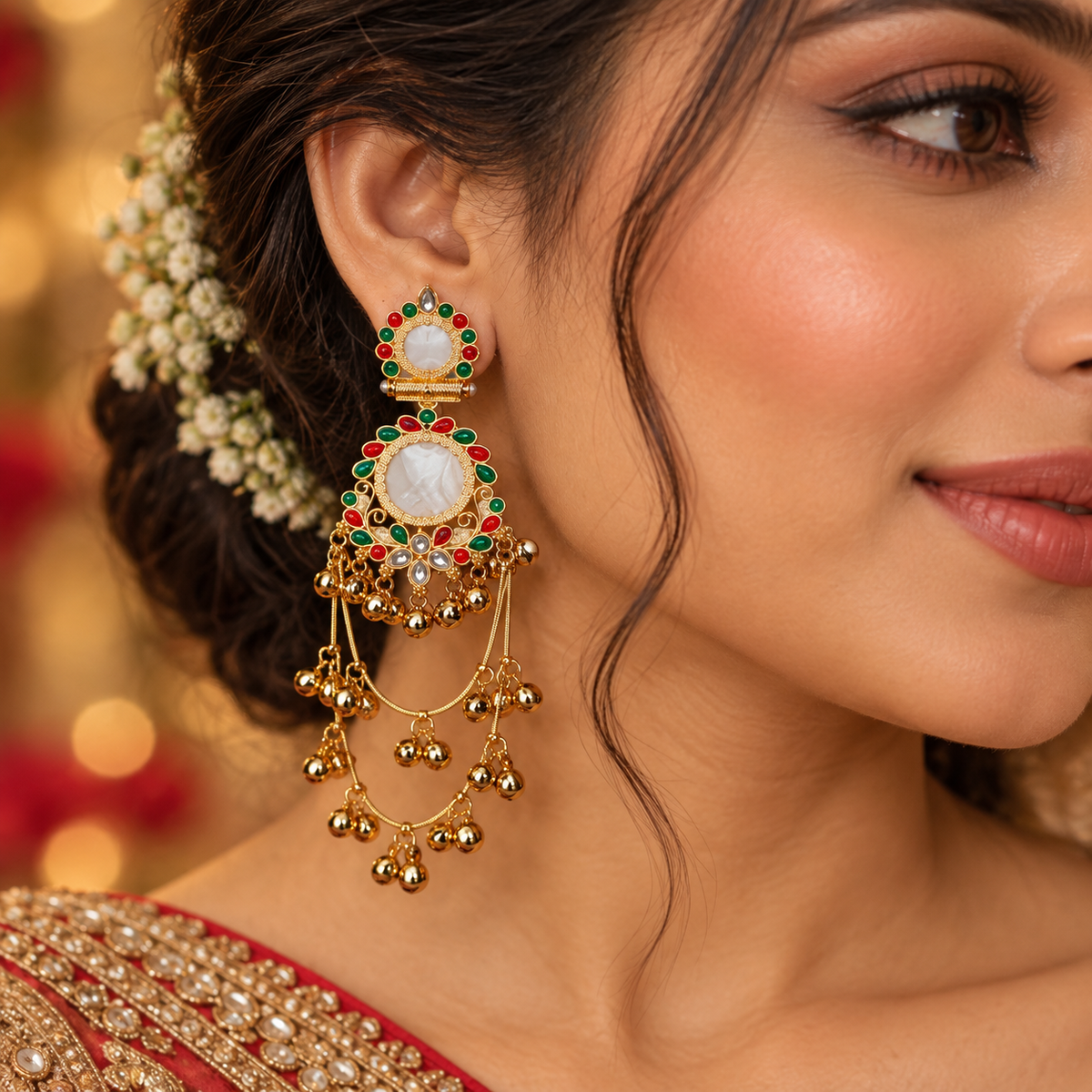 Jivaanik Maharani Mirror Long Earrings