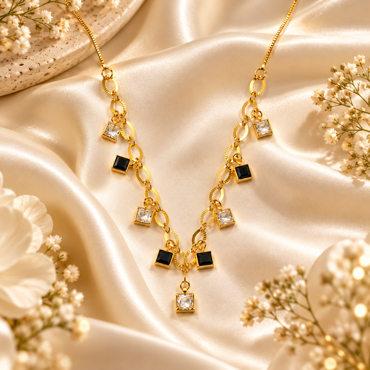 Jivaanik Noir Crystal Charm Necklace