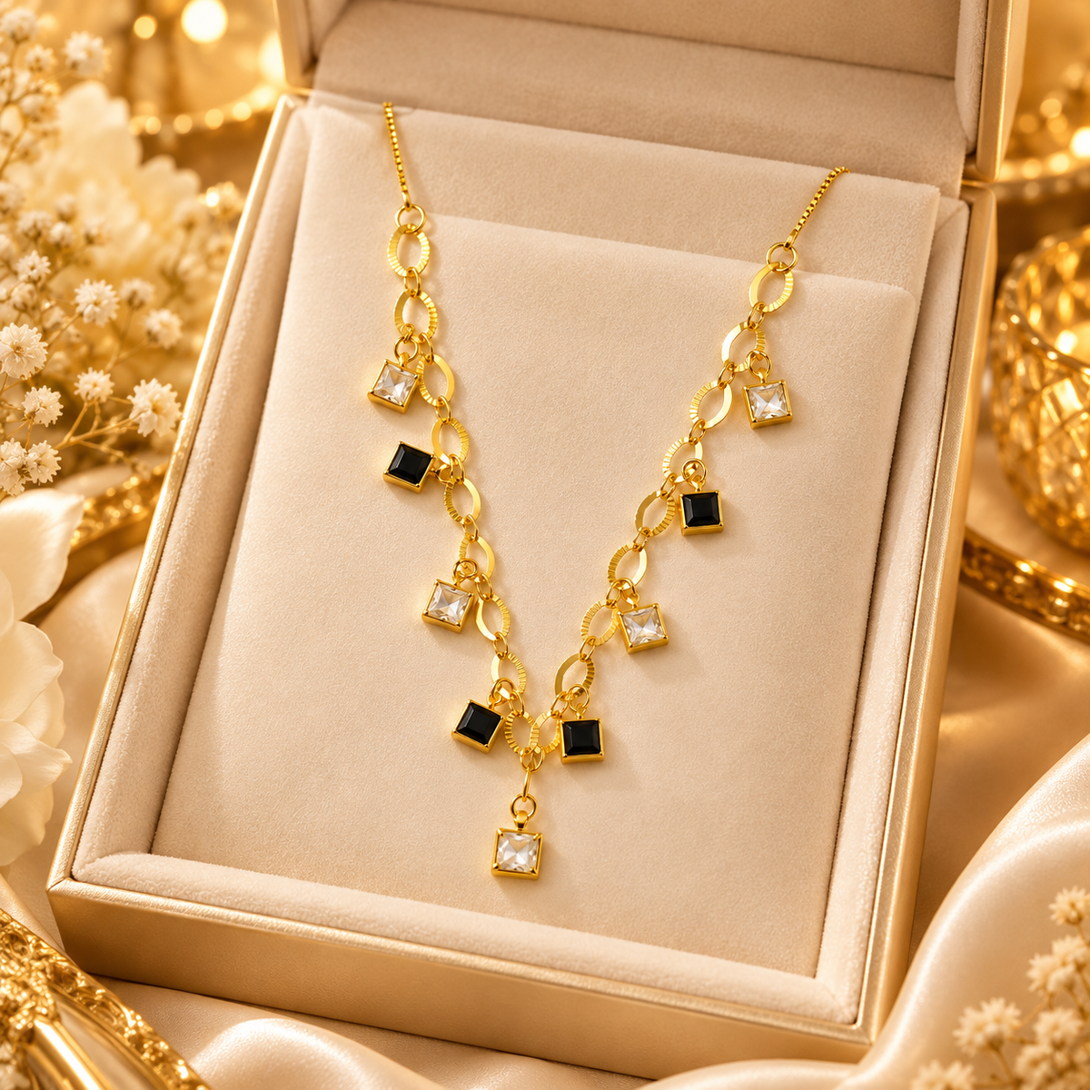 Jivaanik Noir Crystal Charm Necklace