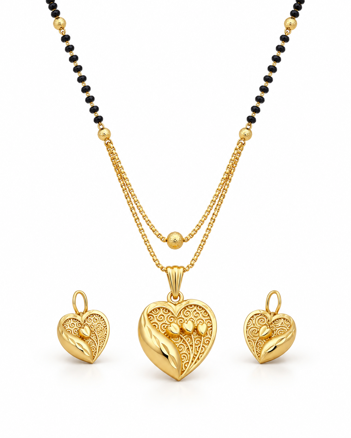 Jivaanik Heart Charm Mangalsutra Set