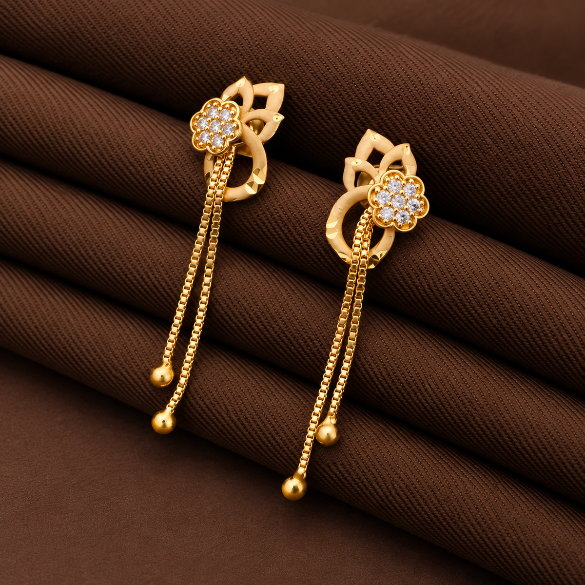 Jivaanik Floral Tassel Drop Earrings