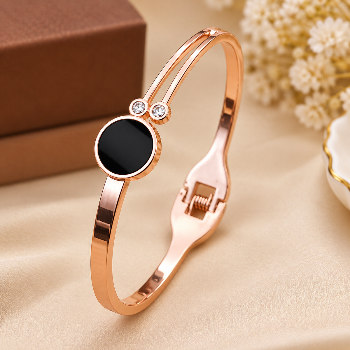 Jivaanik Rose Gold Black Charm Bracelet Collection