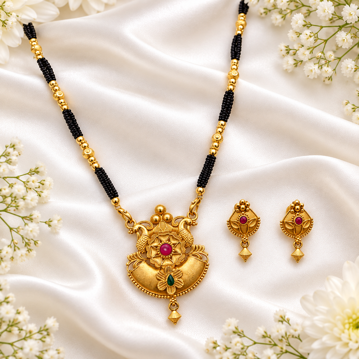 Jivaanik Antique Peacock Mangalsutra Set