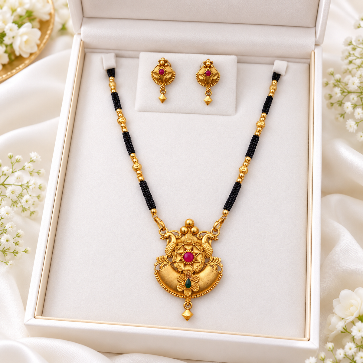 Jivaanik Antique Peacock Mangalsutra Set