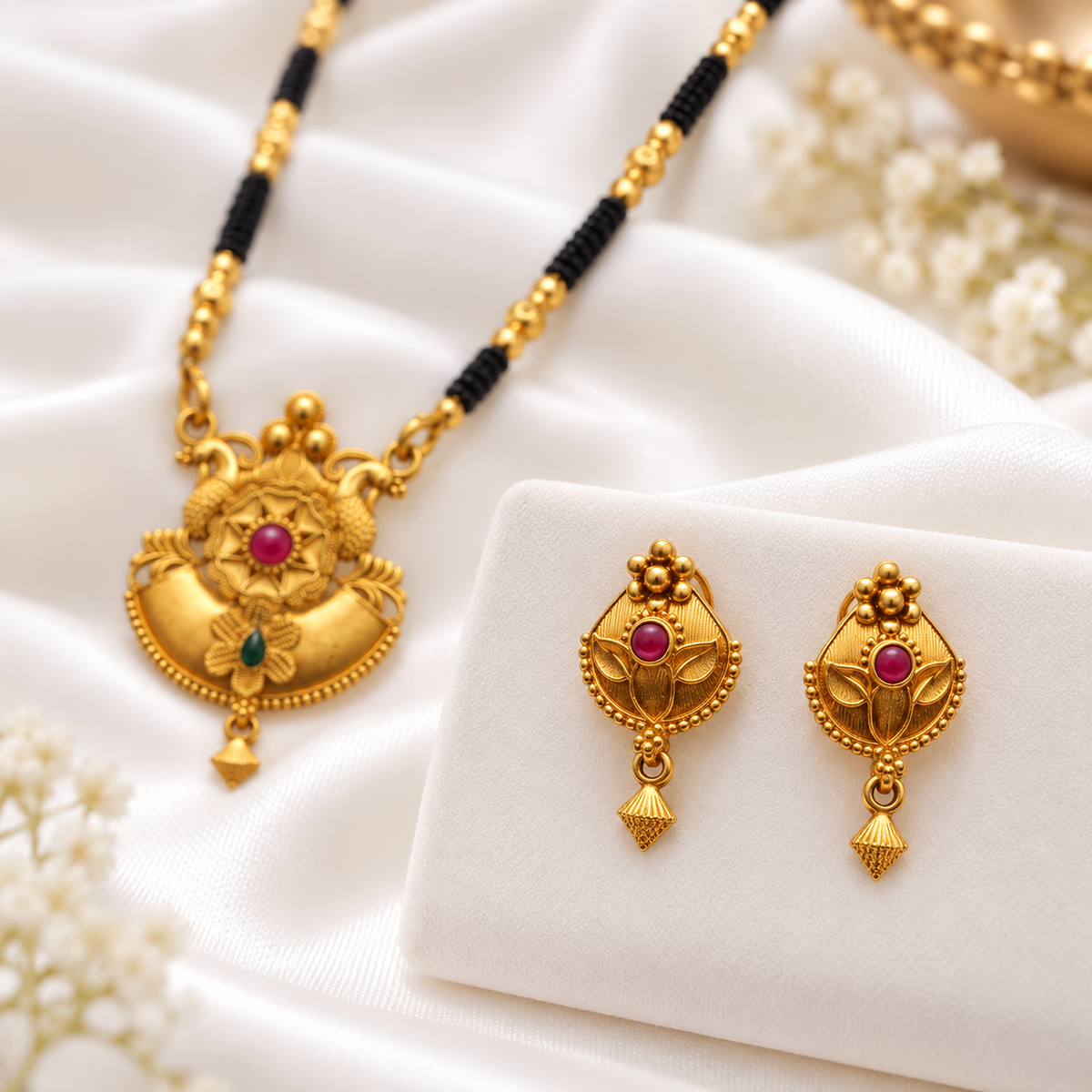 Jivaanik Antique Peacock Mangalsutra Set