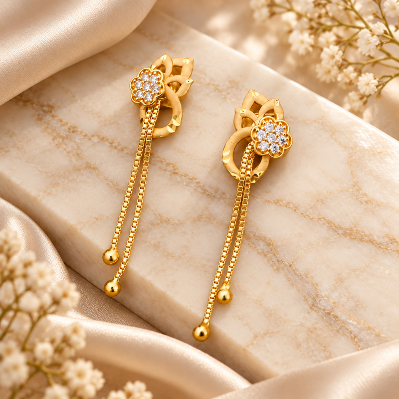 Jivaanik Floral Tassel Drop Earrings