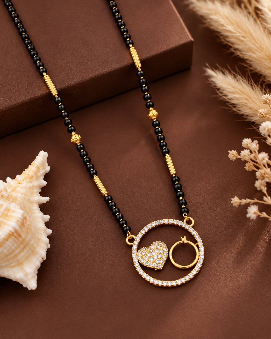 Jivaanik Heart & Ring Mangalsutra Necklace