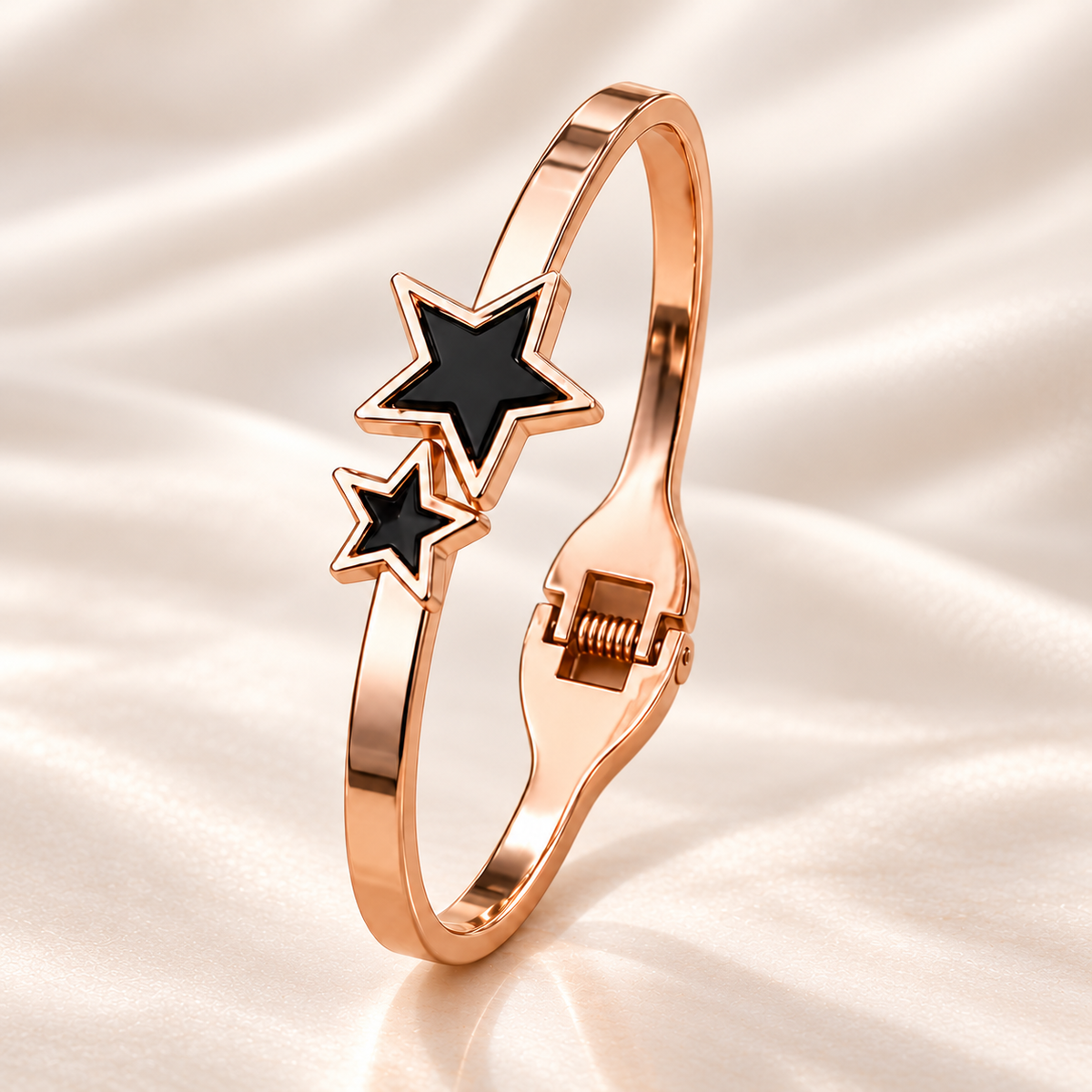 Jivaanik Rose Gold Double Star Cuff Bracelet