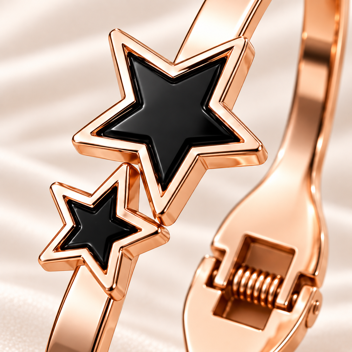 Jivaanik Rose Gold Double Star Cuff Bracelet