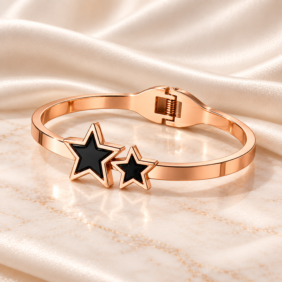 Jivaanik Rose Gold Double Star Cuff Bracelet
