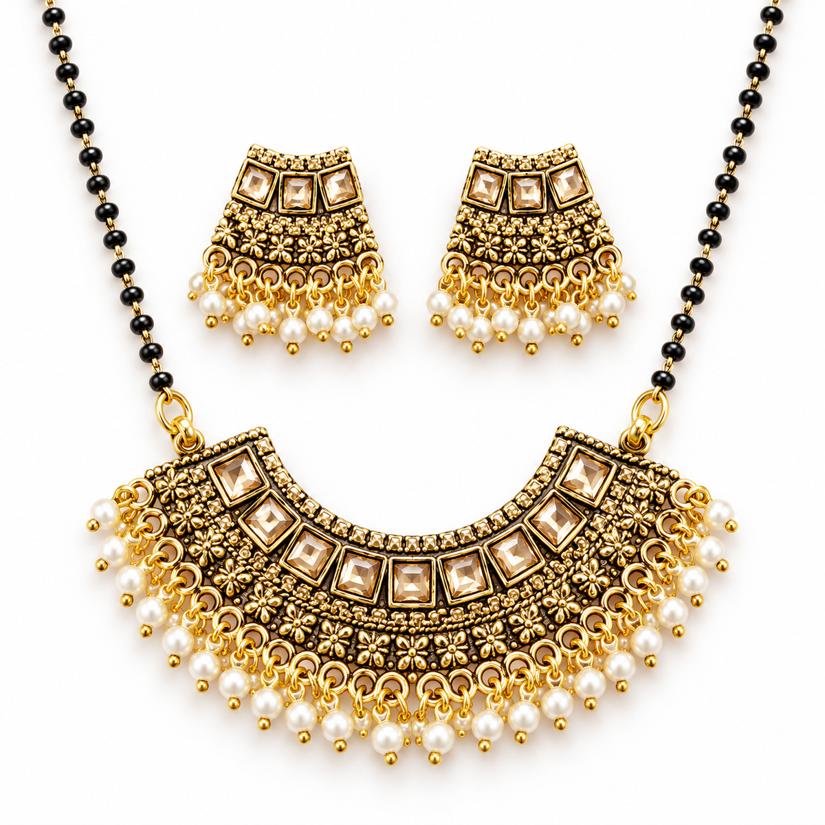 Jivaanik Antique Gold Mangalsutra Set