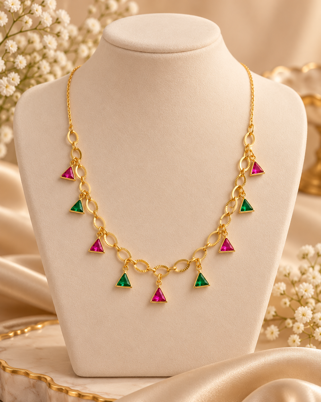 Jivaanik Multicolor Triangle Charm Necklace