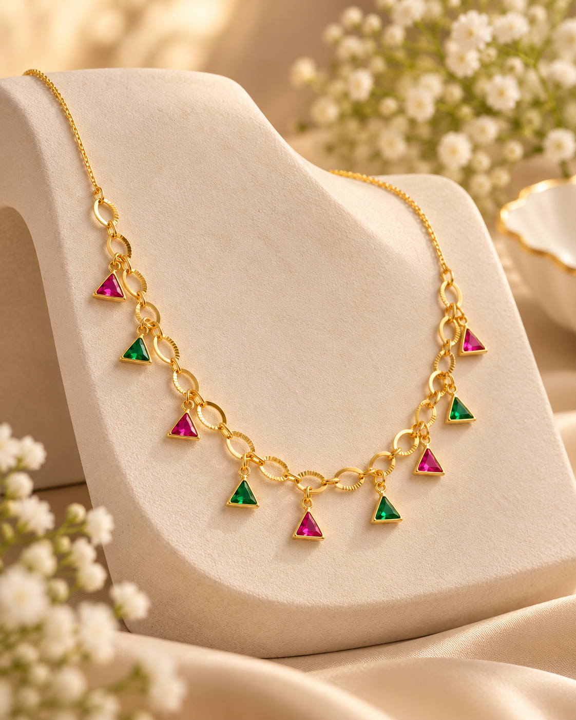 Jivaanik Multicolor Triangle Charm Necklace