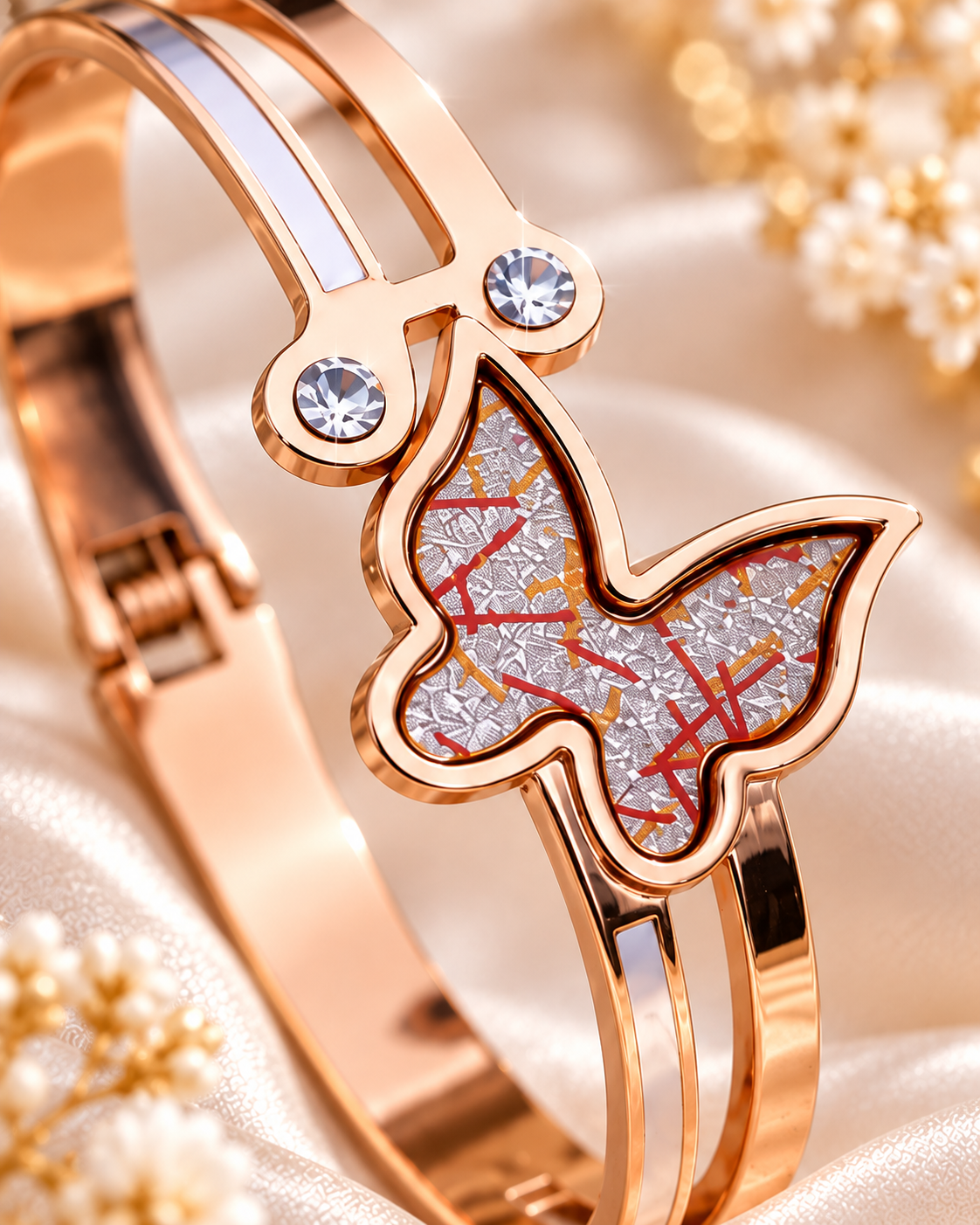 Jivaanik Premium Butterfly Rose Gold Bracelet for Women