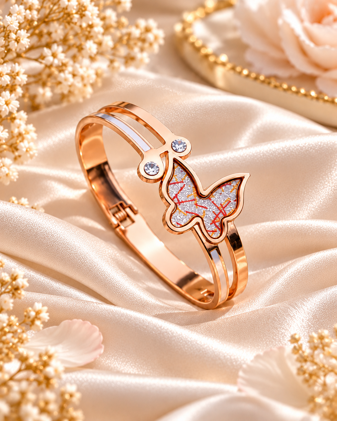 Jivaanik Premium Butterfly Rose Gold Bracelet for Women
