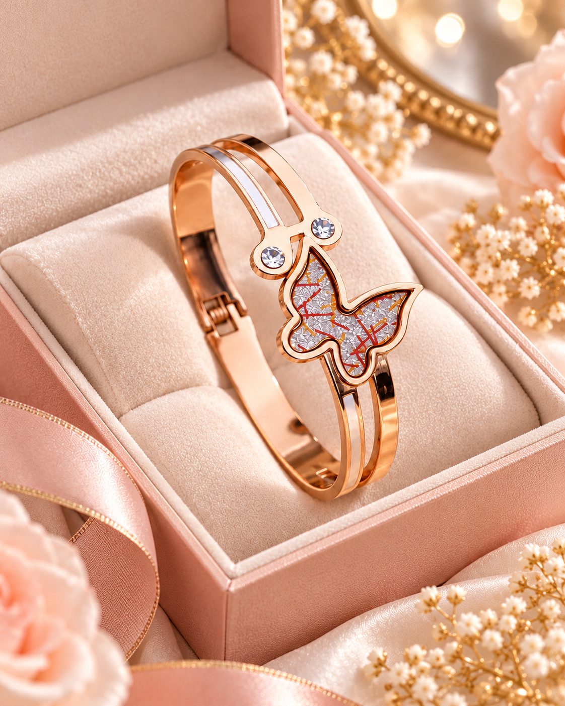 Jivaanik Premium Butterfly Rose Gold Bracelet for Women