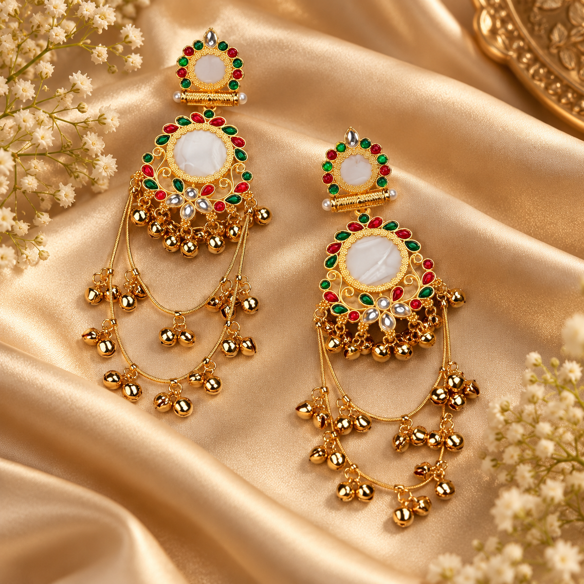 Jivaanik Maharani Mirror Long Earrings