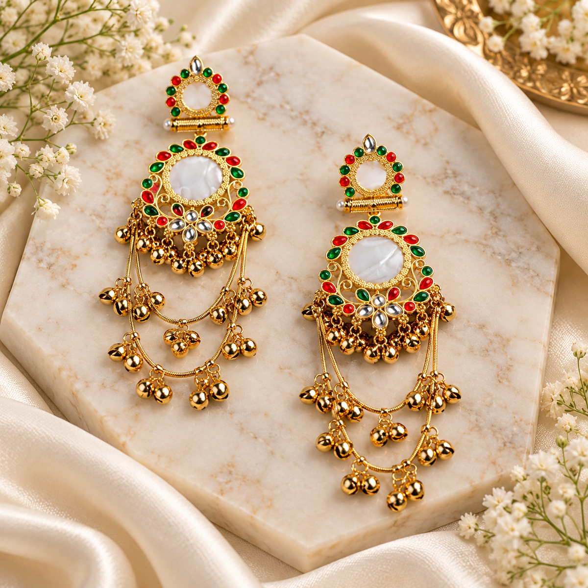 Jivaanik Maharani Mirror Long Earrings