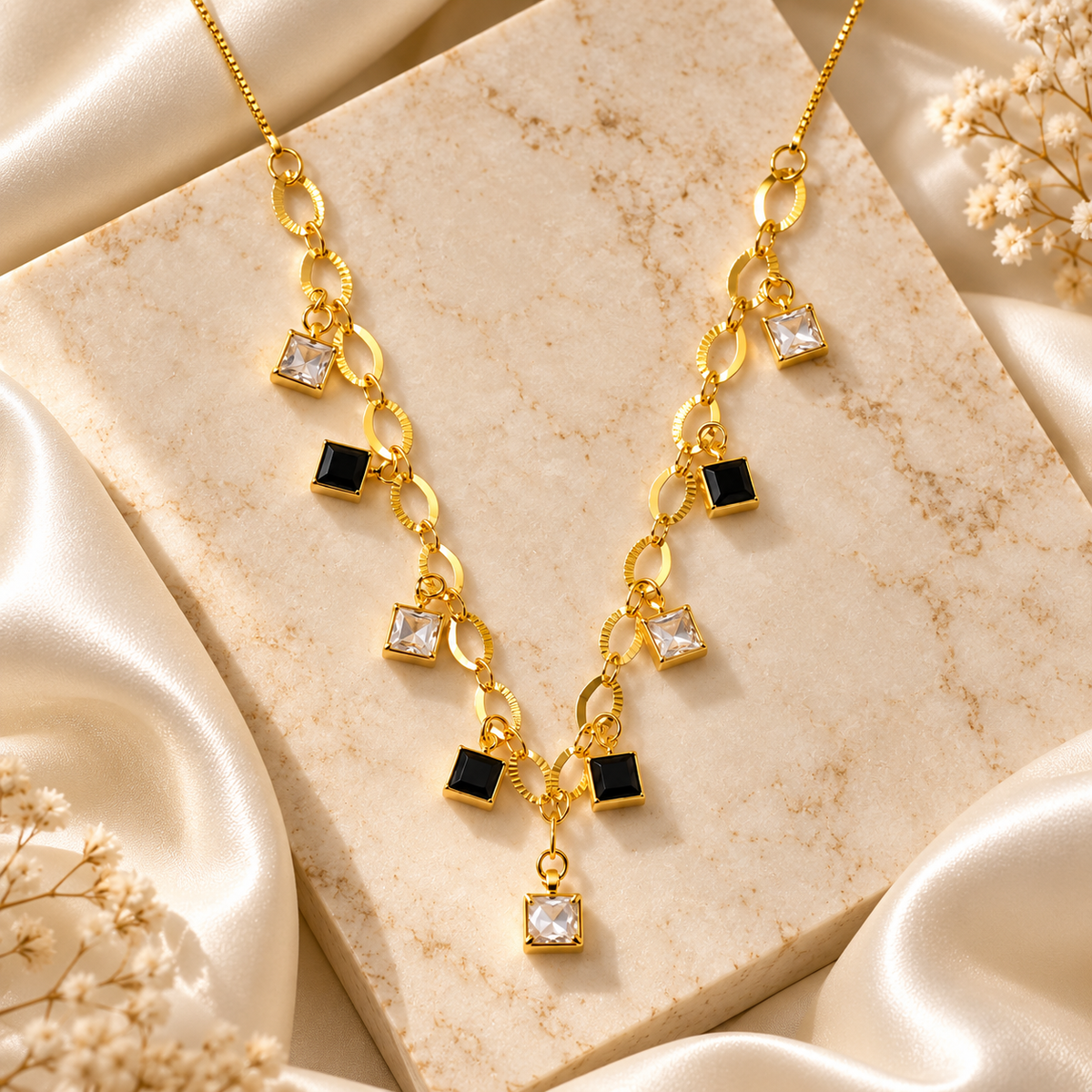 Jivaanik Noir Crystal Charm Necklace