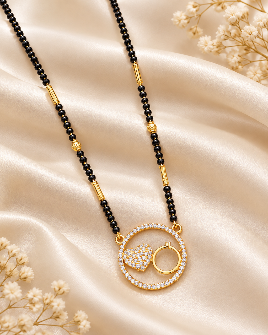 Jivaanik Heart & Ring Mangalsutra Necklace