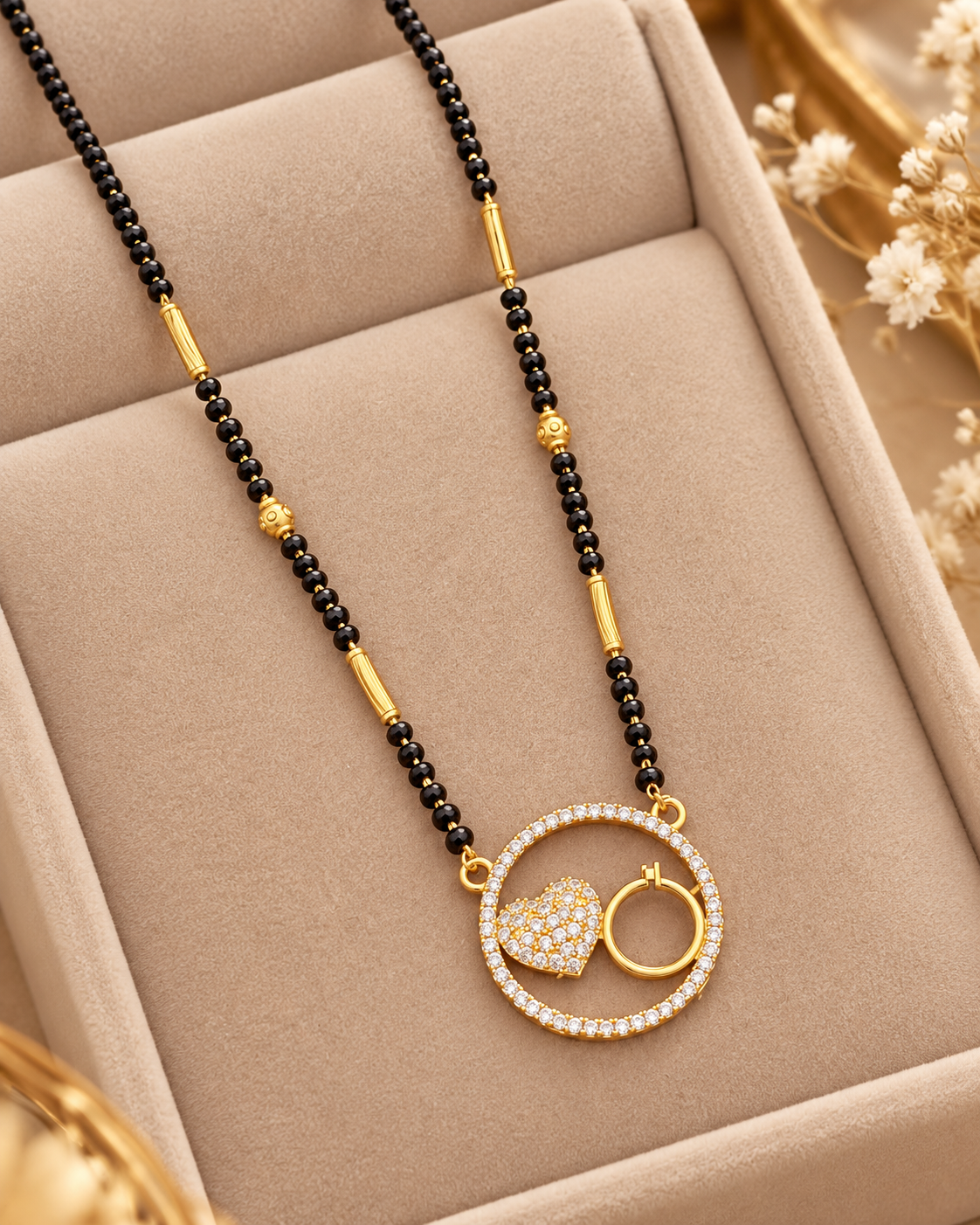 Jivaanik Heart & Ring Mangalsutra Necklace