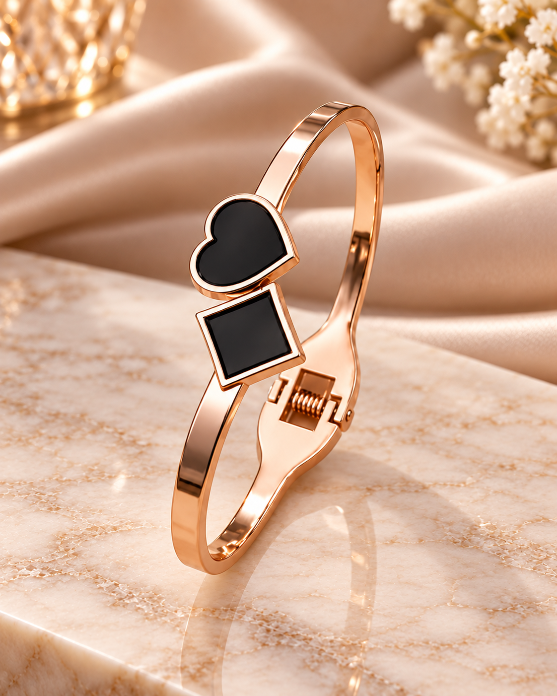 Jivaanik Rose Gold Black Charm Bracelet Collection