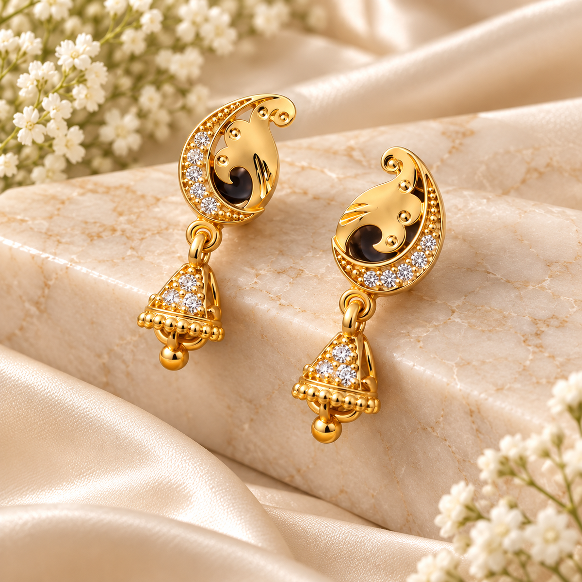 Jivaanik Meher Paisley Jhumka Earrings