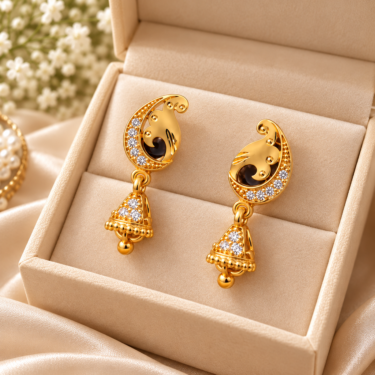 Jivaanik Meher Paisley Jhumka Earrings