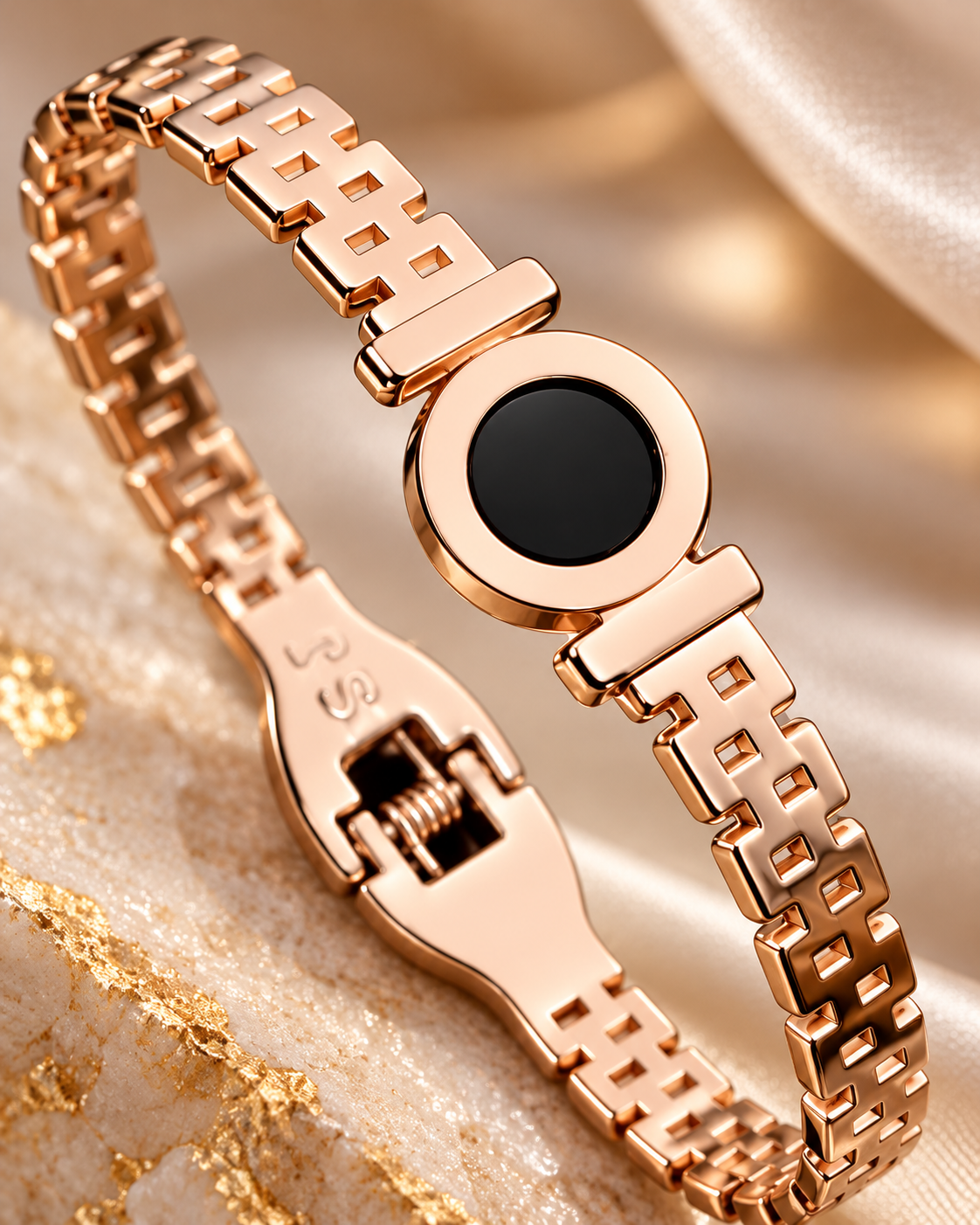 Jivaanik Premium Black Circle Rose Gold Bracelet for Women