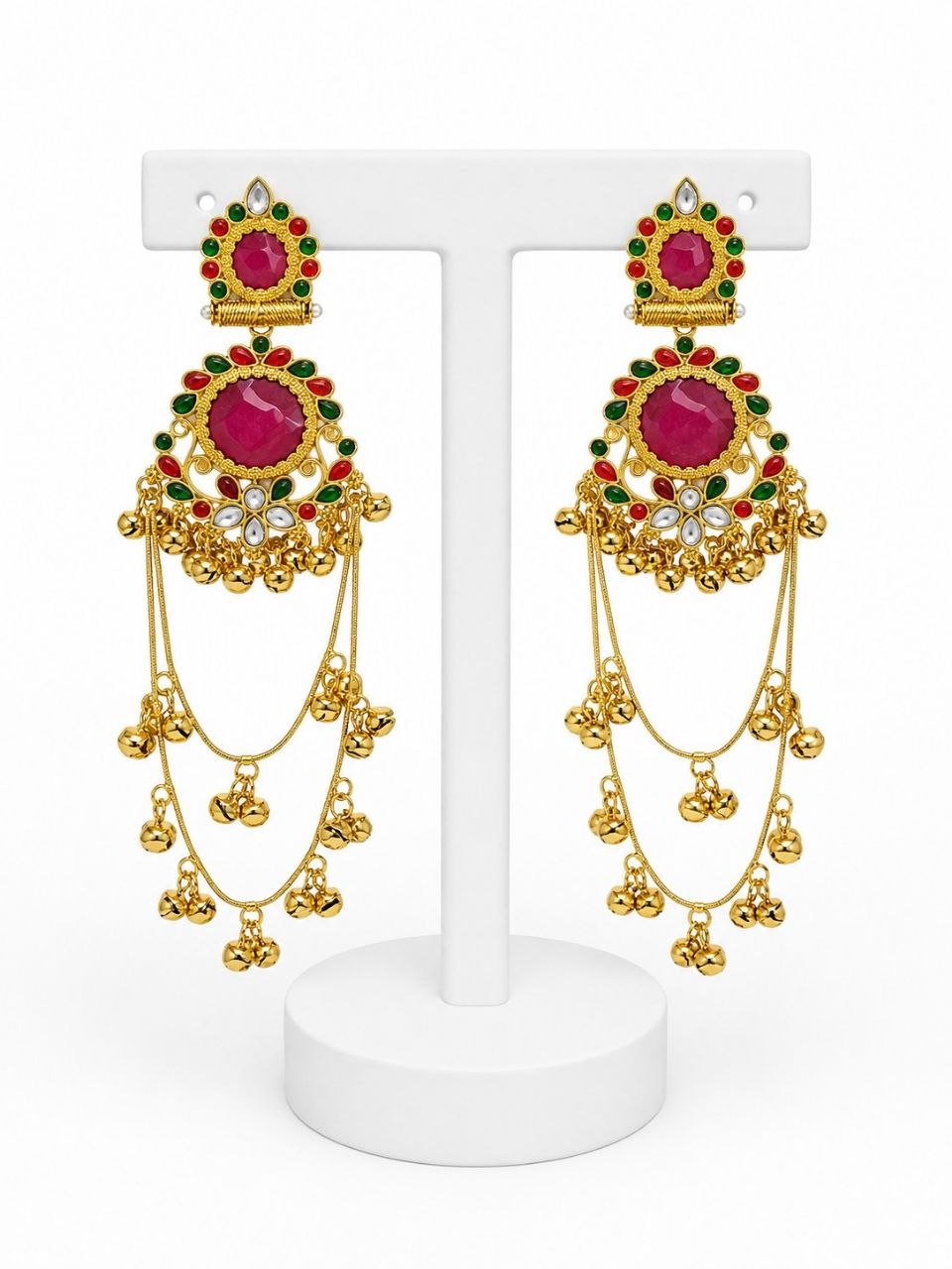 Jivaanik Rani Ruby Long Earrings