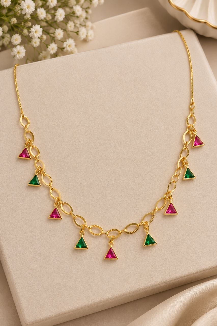 Jivaanik Multicolor Triangle Charm Necklace